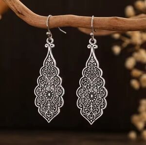 Leaf Earrings Women's Silver Flower Dangle‎ New f32